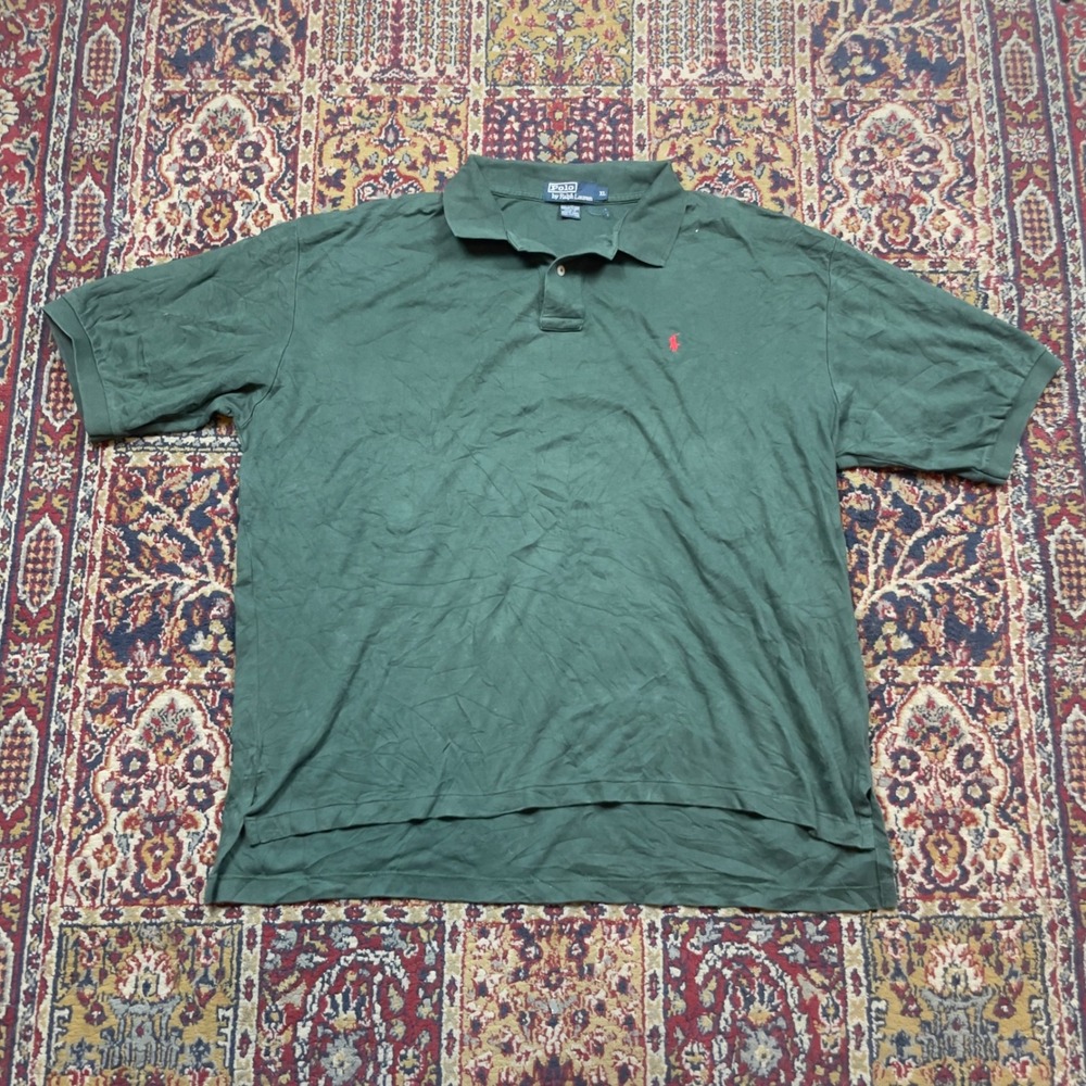 VTG 90s Polo Ralph Lauren XL Green Short Sleeve Cotton Polo Shirt Red Pony Logo